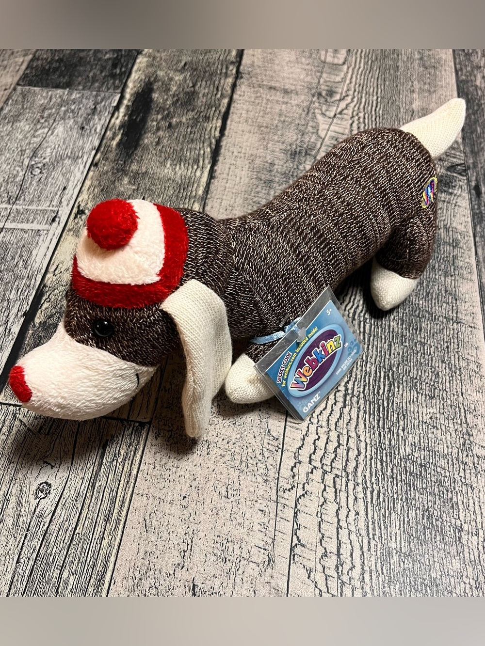 Rare webkinz sock monkey wiener dog plush *sealed code*